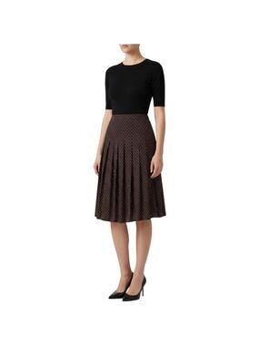 Theory Silk-Blend Polka Dot Pleated Midi Skirt Brown Women’s 2 / XS